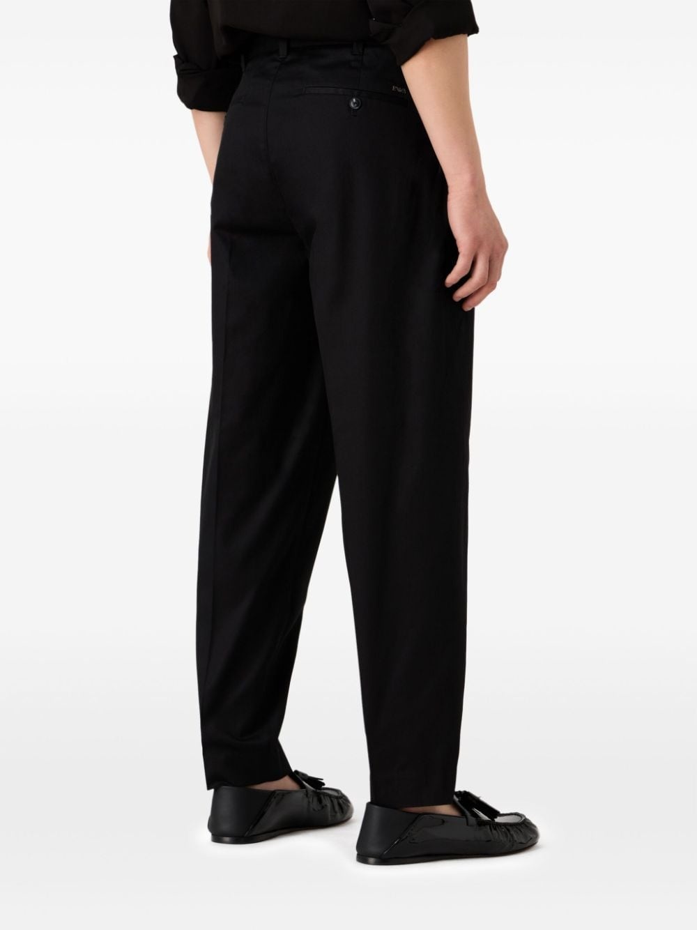 cotton-blend tapered trousers - 4