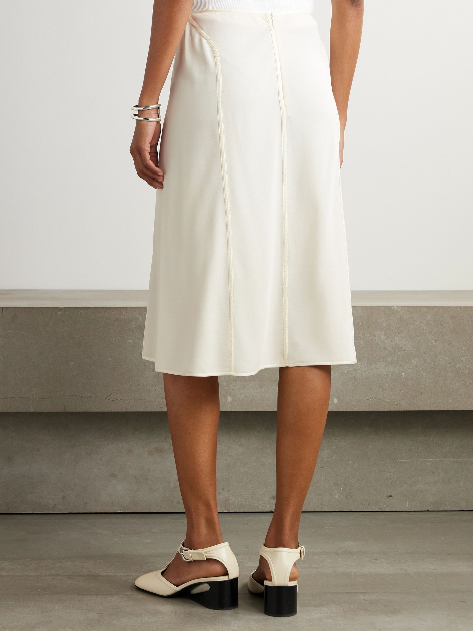 Paneled jersey midi skirt Off-white - 4