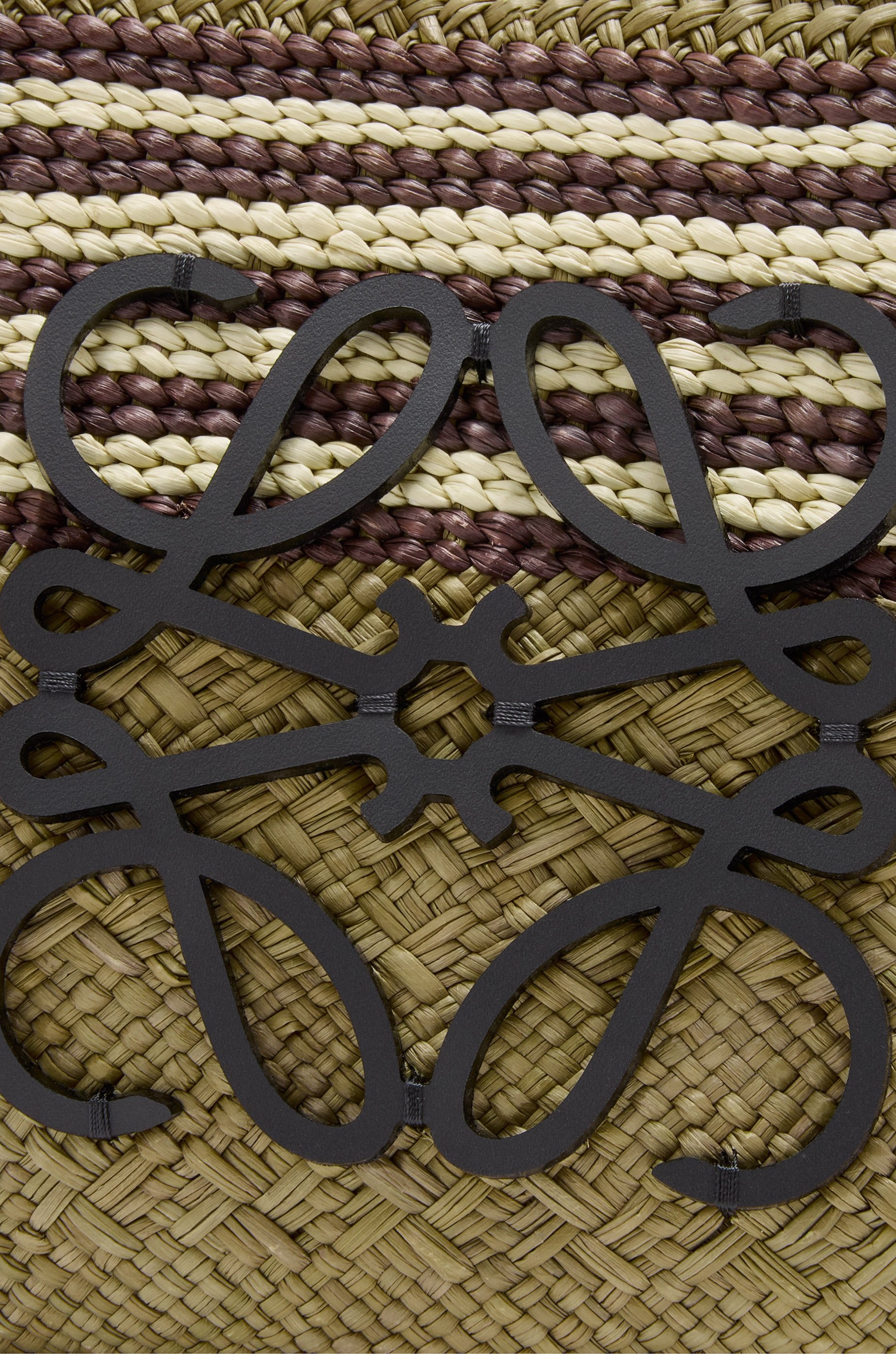 Small Anagram Basket in iraca palm and calfskin - 7