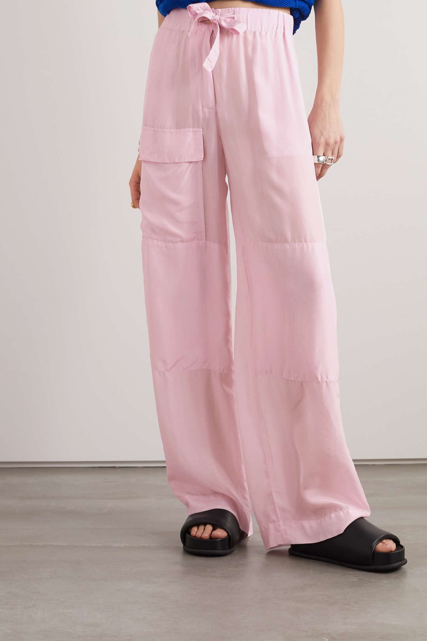 Pleated cotton wide-leg pants in pink - Dries Van Noten