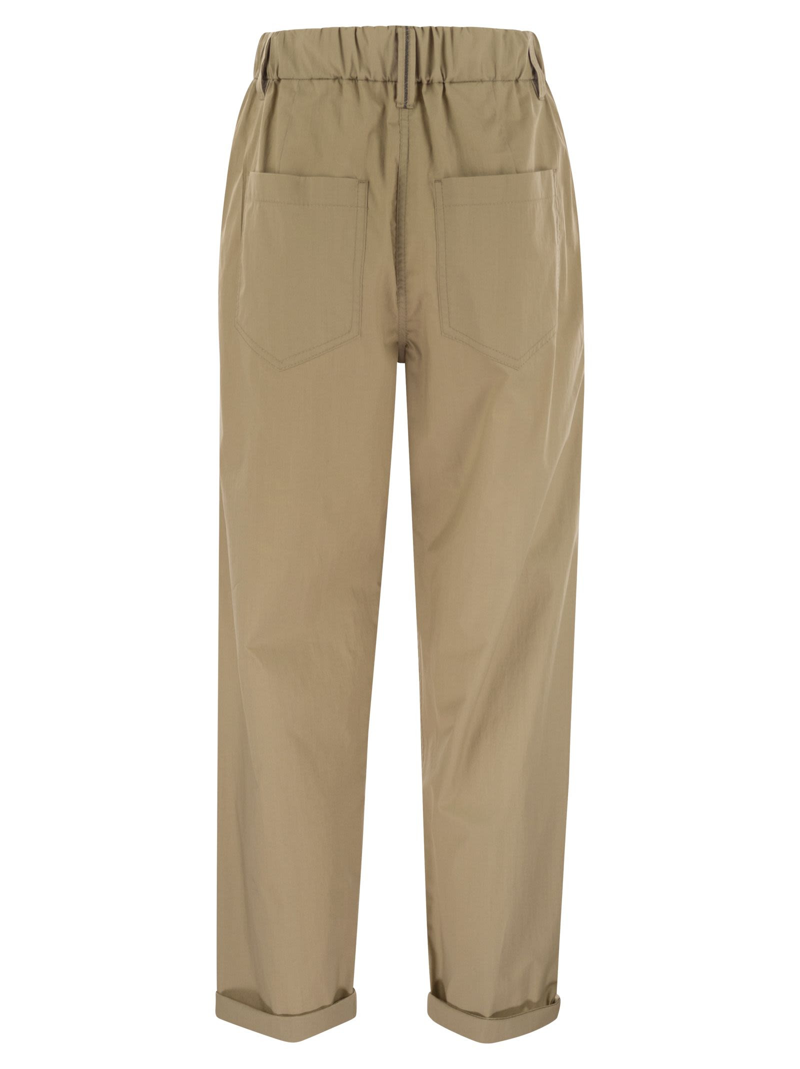 Brunello Cucinelli Women Track Five-Pocket Trousers In Lightweight Poplin With Moniline - 2