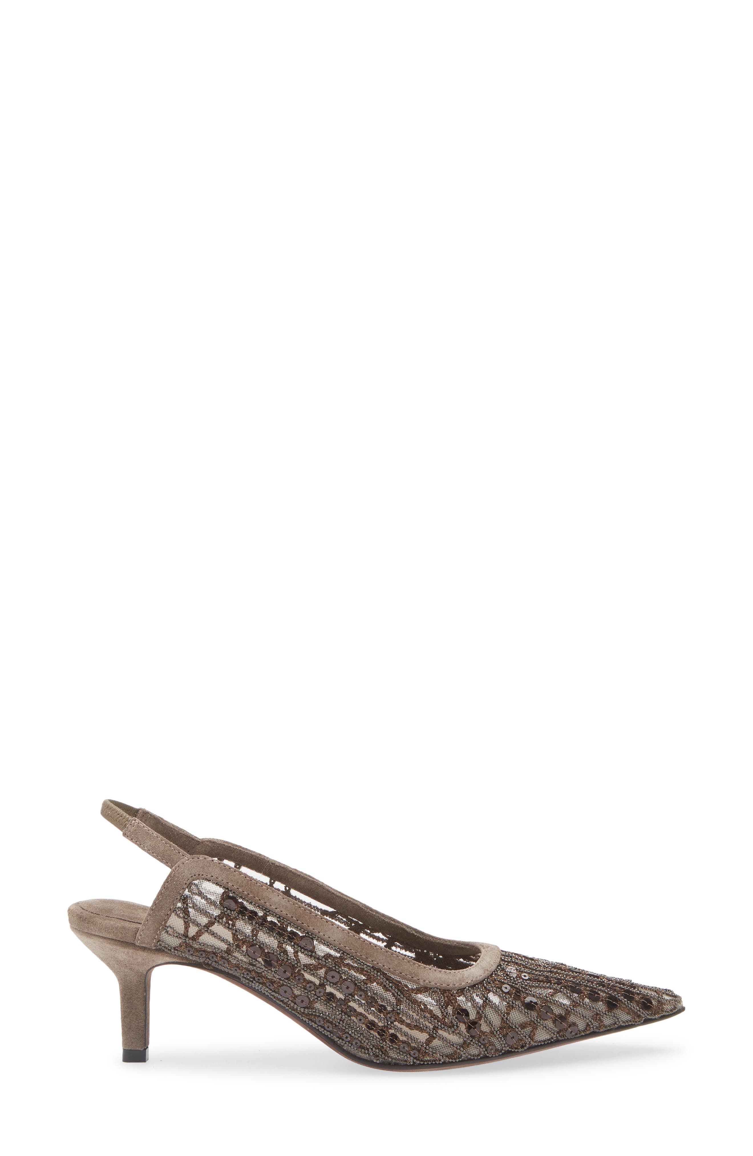 Brunello Cucinelli City Abstract Embroidery Slingback Pump in C3022 Chocolate at Nordstrom - 3
