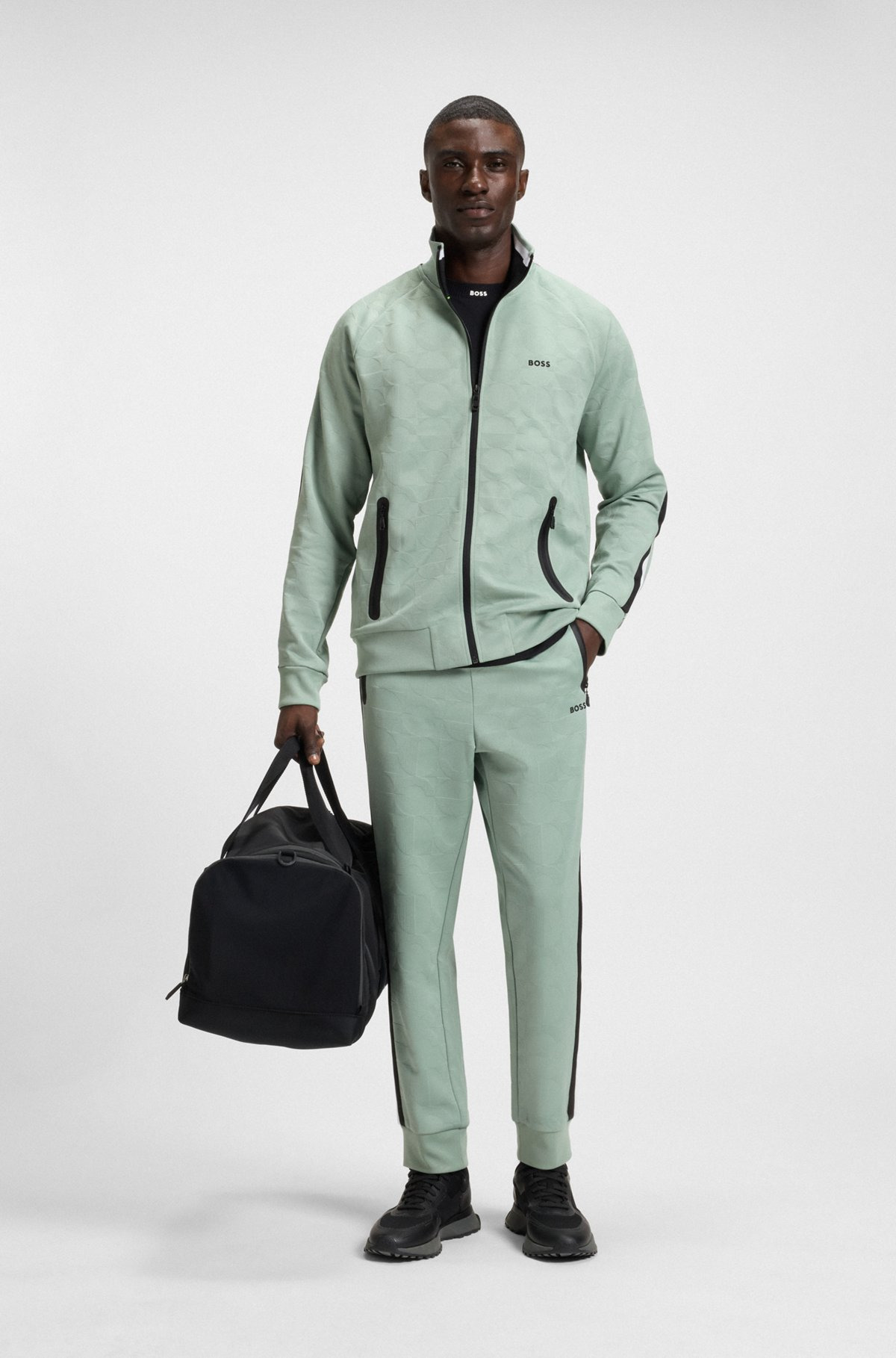 CIRCLE-JACQUARD ZIP-UP SWEATSHIRT WITH SIDE STRIPES - 4