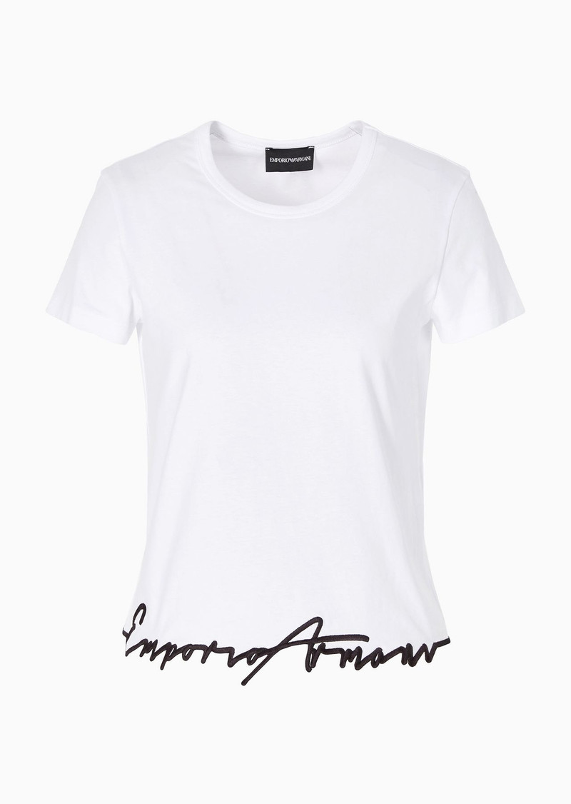ASV organic-jersey T-shirt with embroidered shaped hem 1
