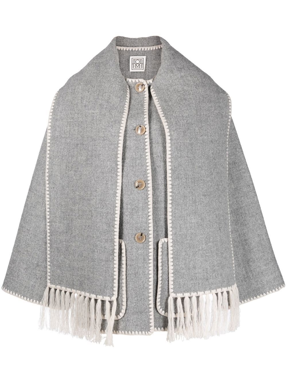 scarf-collar wool-blend jacket - 1