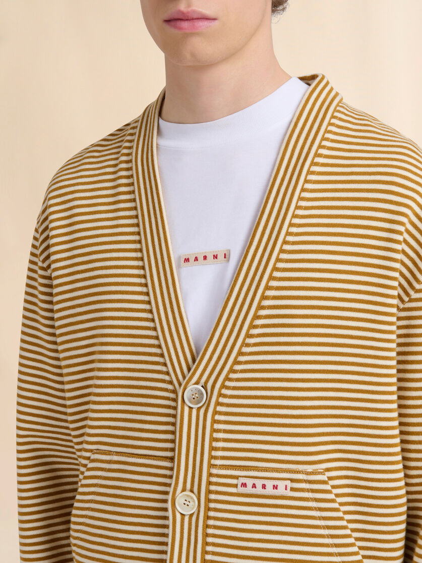 YELLOW AND WHITE STRIPED CARDIGAN SWEATSHIRT - 4