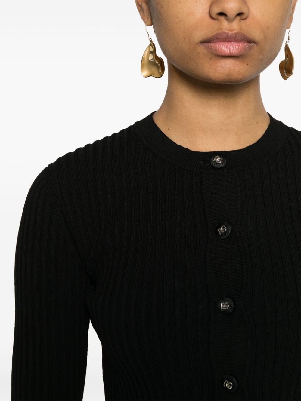 cropped ribbed-knit cardigan - 5
