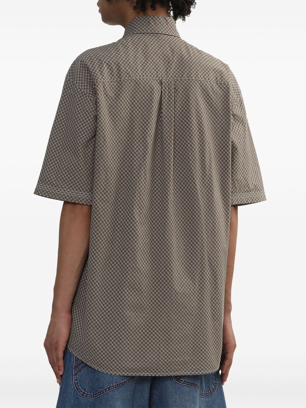 check-pattern short-sleeve shirt - 4