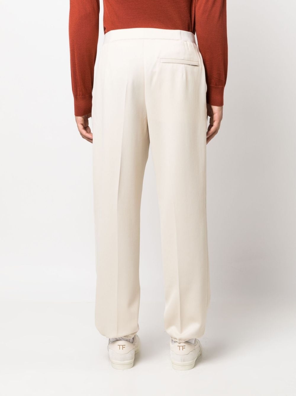 elasticated-ankles wool trousers - 4