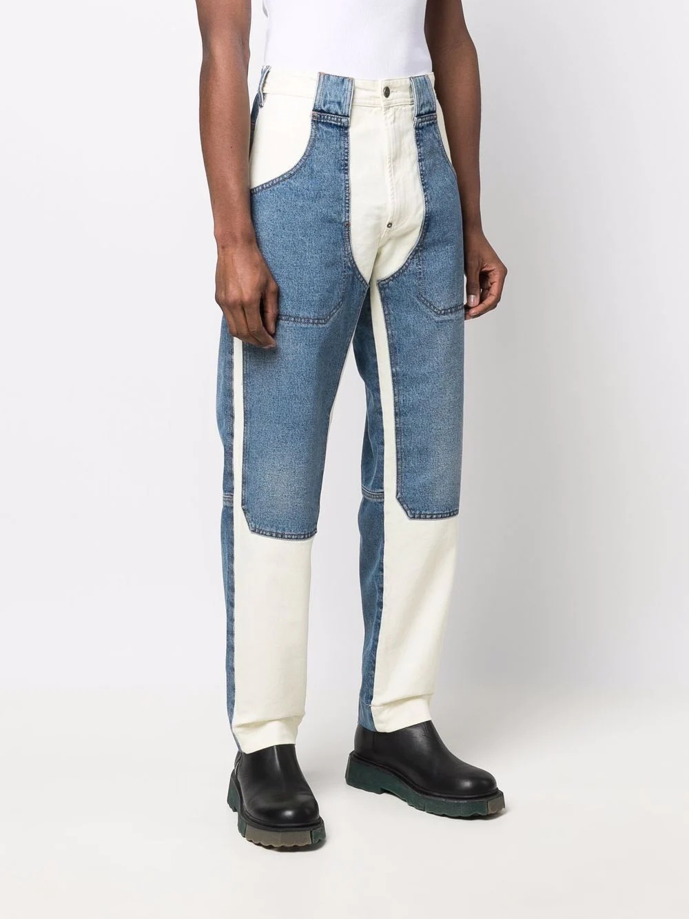 panelled straight-leg jeans - 3