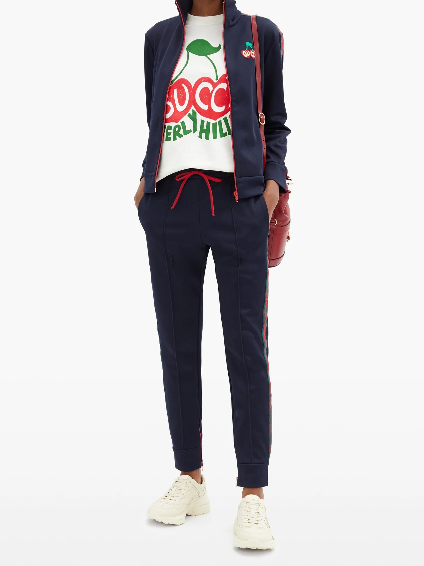 Cherry-embroidered pique track jacket - 6