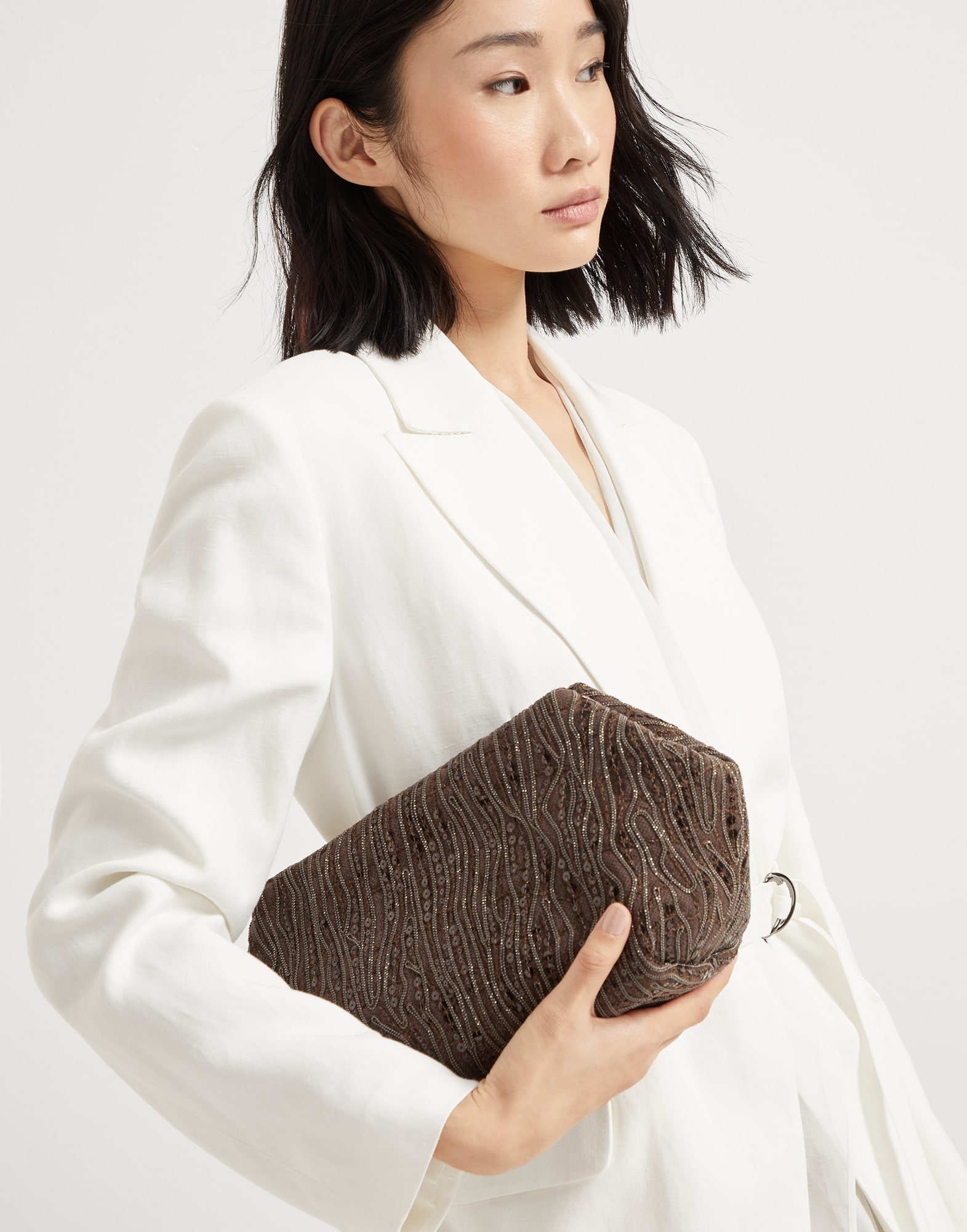 Glistening abstract embroidery pouch bag - 4