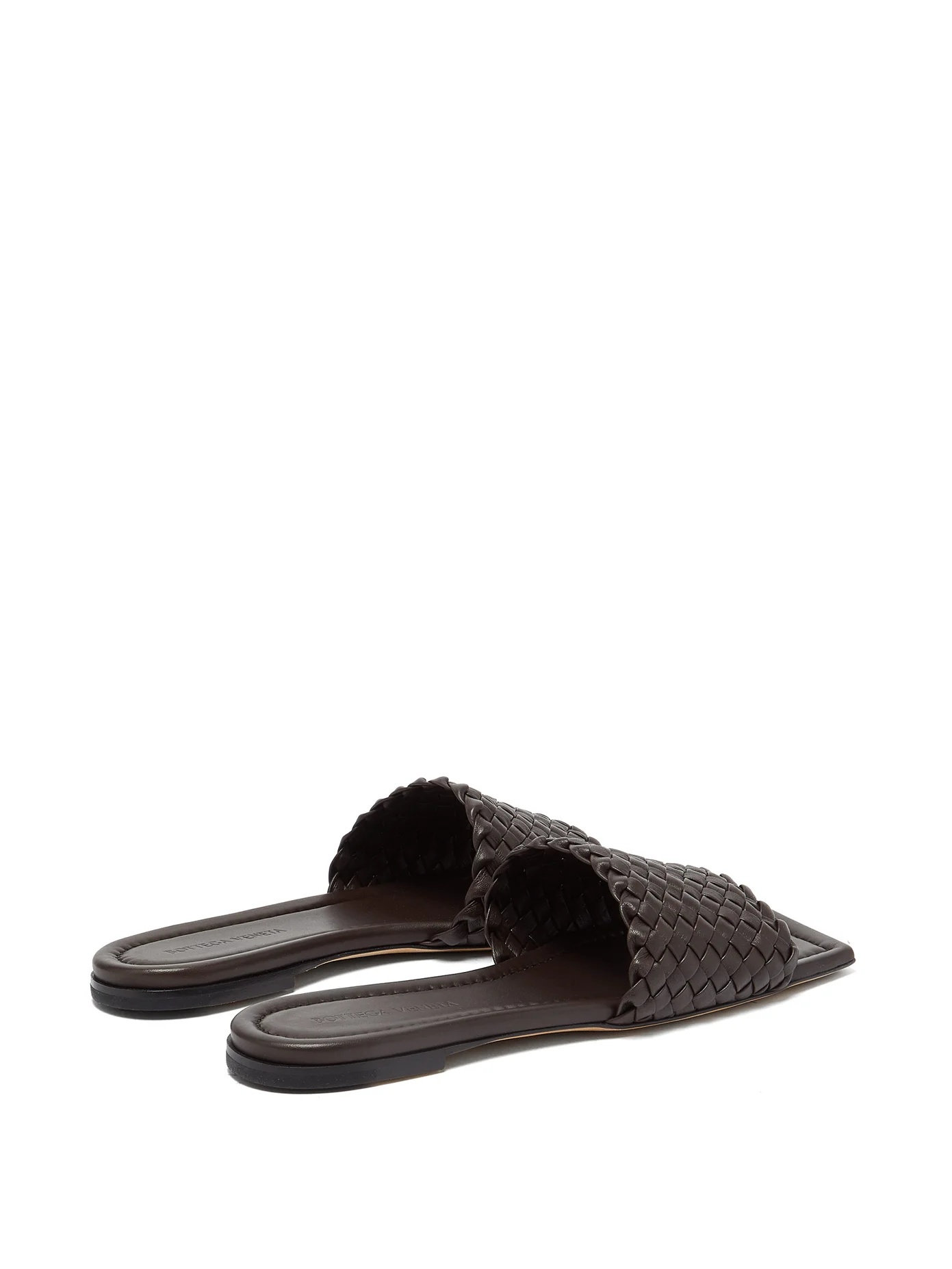 Square-toe Intrecciato leather mules - 4