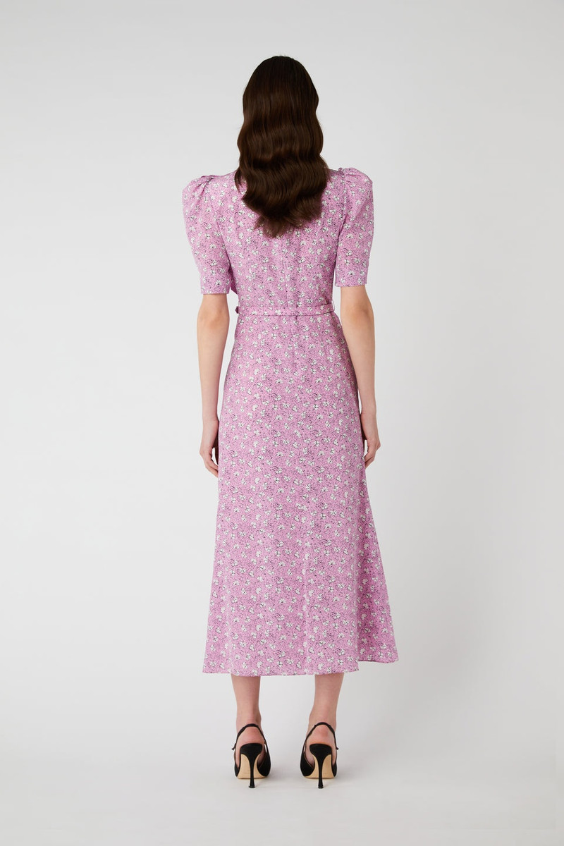 CLOVER PRINT SILK DRESS WITH BELT 5
