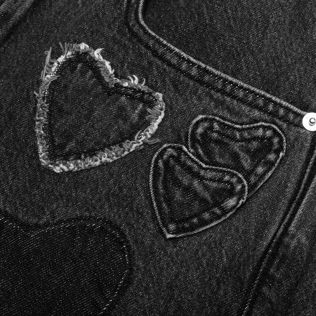HEART PATCHWORK JEANS - HEART CHARCOAL WASH - 5