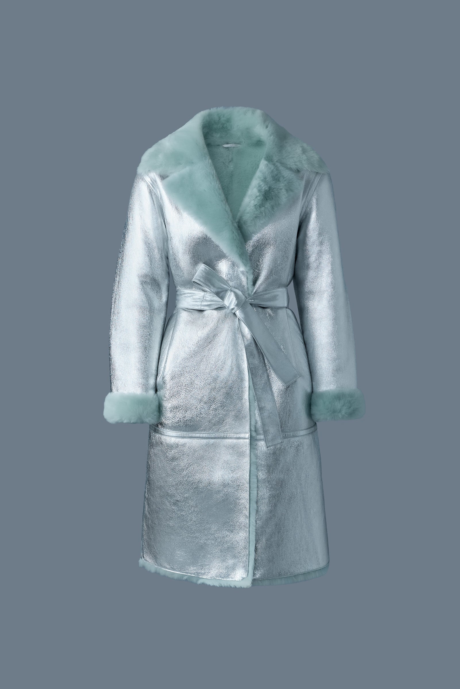 KIMBERLY Long leather shearling coat - 1