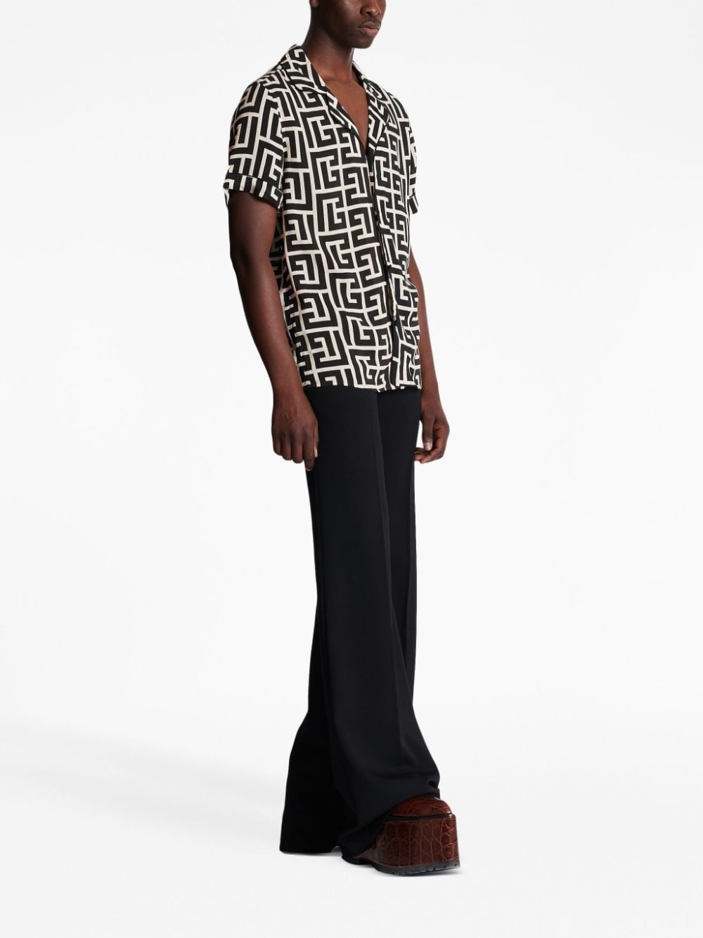 monogram-print short-sleeve shirt - 3