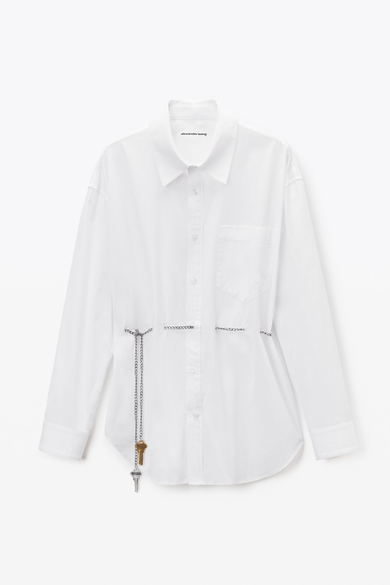 White Button Up Shirt with Hardware 1