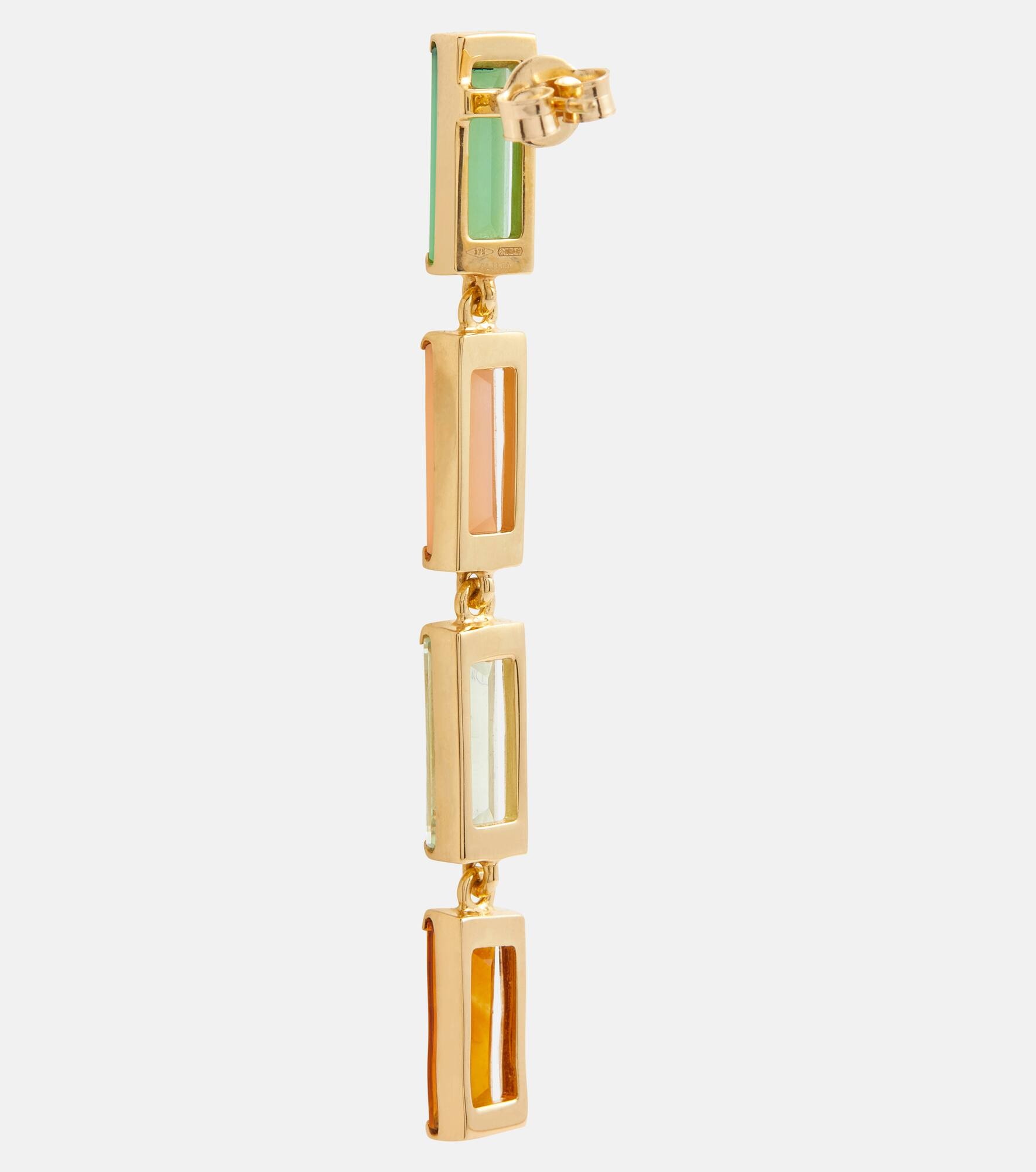 Deco Maxi embellished 9kt gold drop earrings - 5