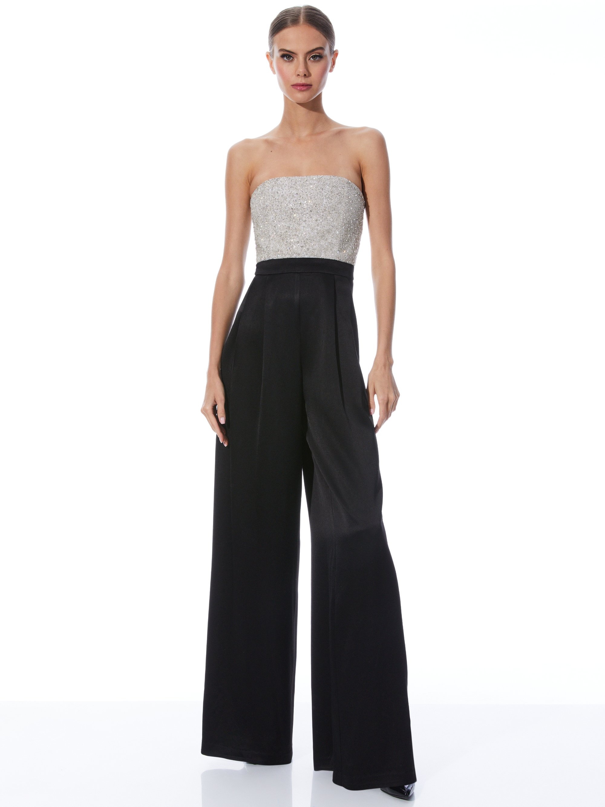 BERNA EMBELLISHED BUSTIER WIDE LEG JUMPSUIT - 2