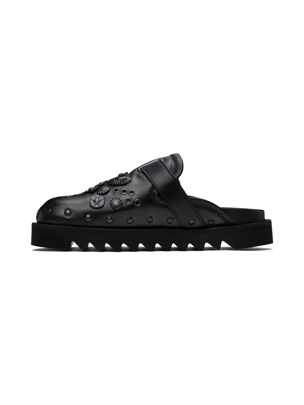 SSENSE Exclusive Black Eyelet Metal Sabot Loafers - 3