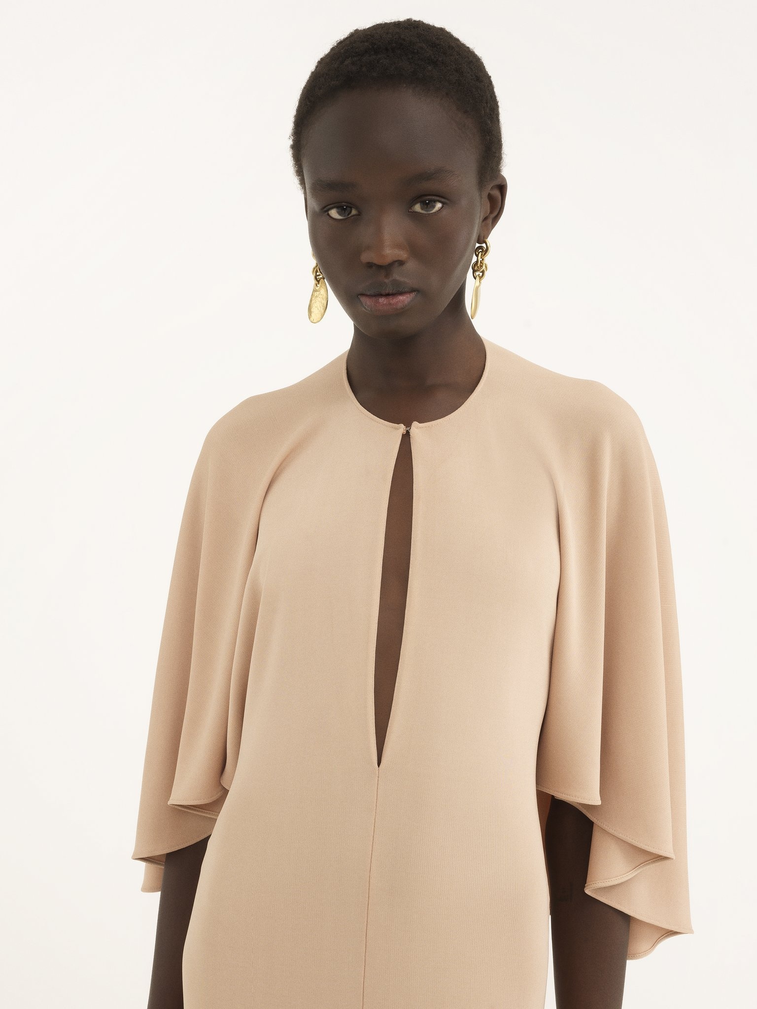 LONG CAPE DRESS IN CRÊPE JERSEY - 7