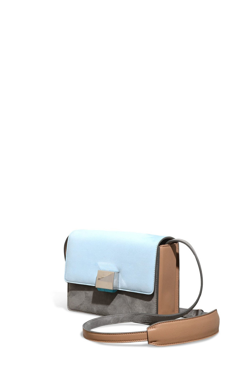 GABRIELA HEARST Mercedes Flap Bag in Grey, Light Blue & Nude Suede and Nappa Leather outlook
