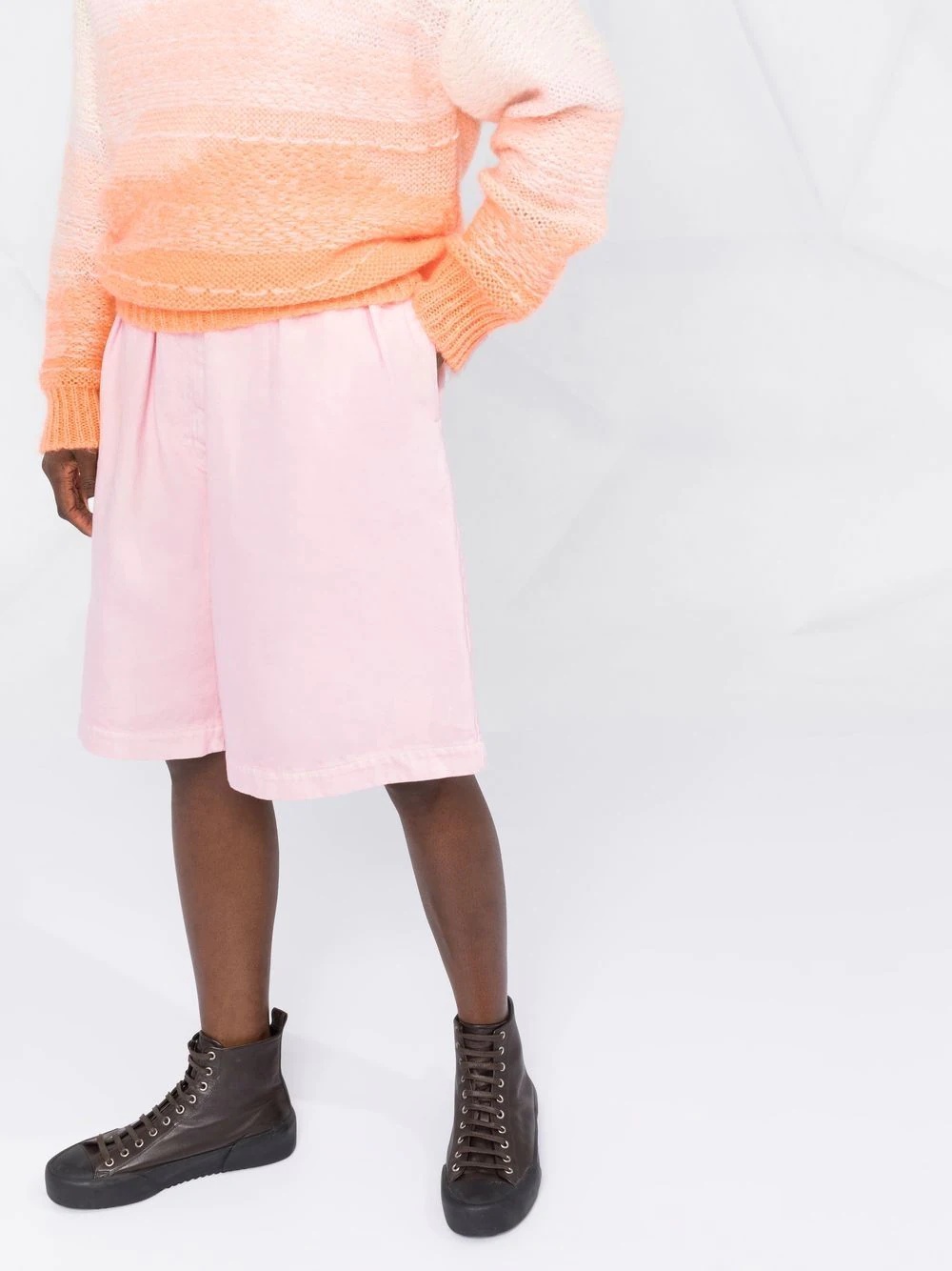 pleated denim shorts - 5