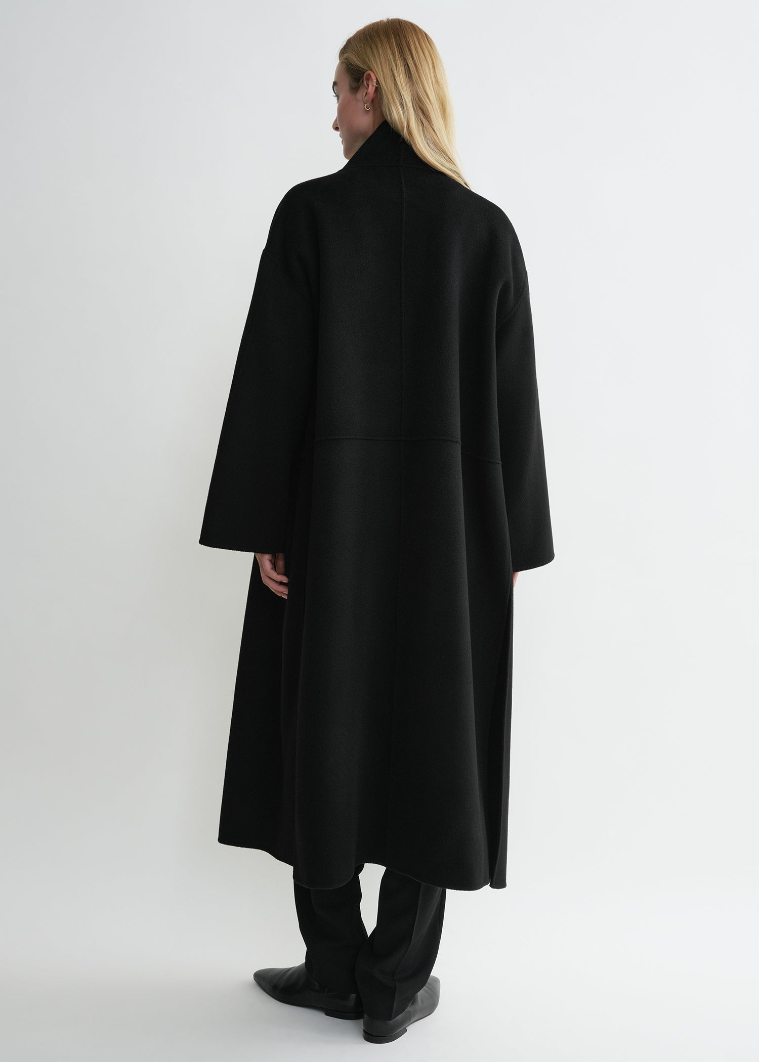 Signature wool cashmere coat black - 4