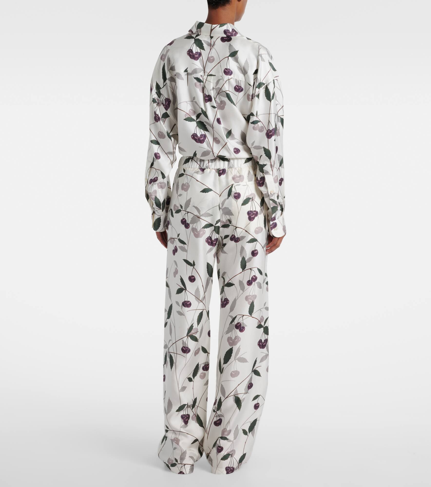 Printed silk twill wide-leg pants - 3