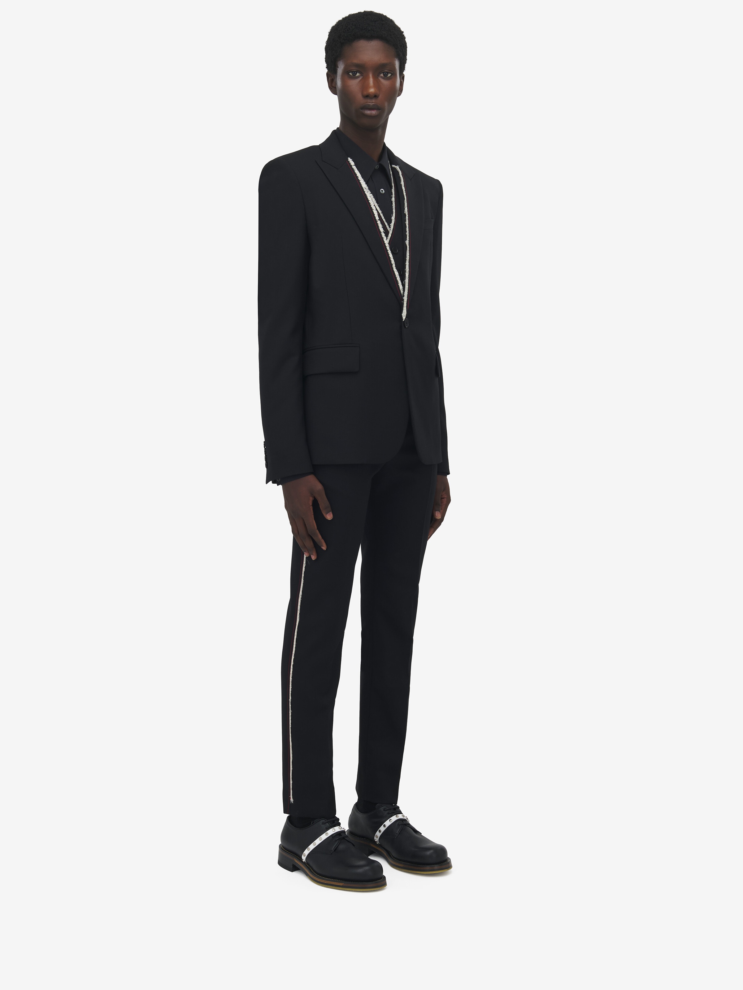 Raw Edge Canvas Single-Breasted Jacket - 4