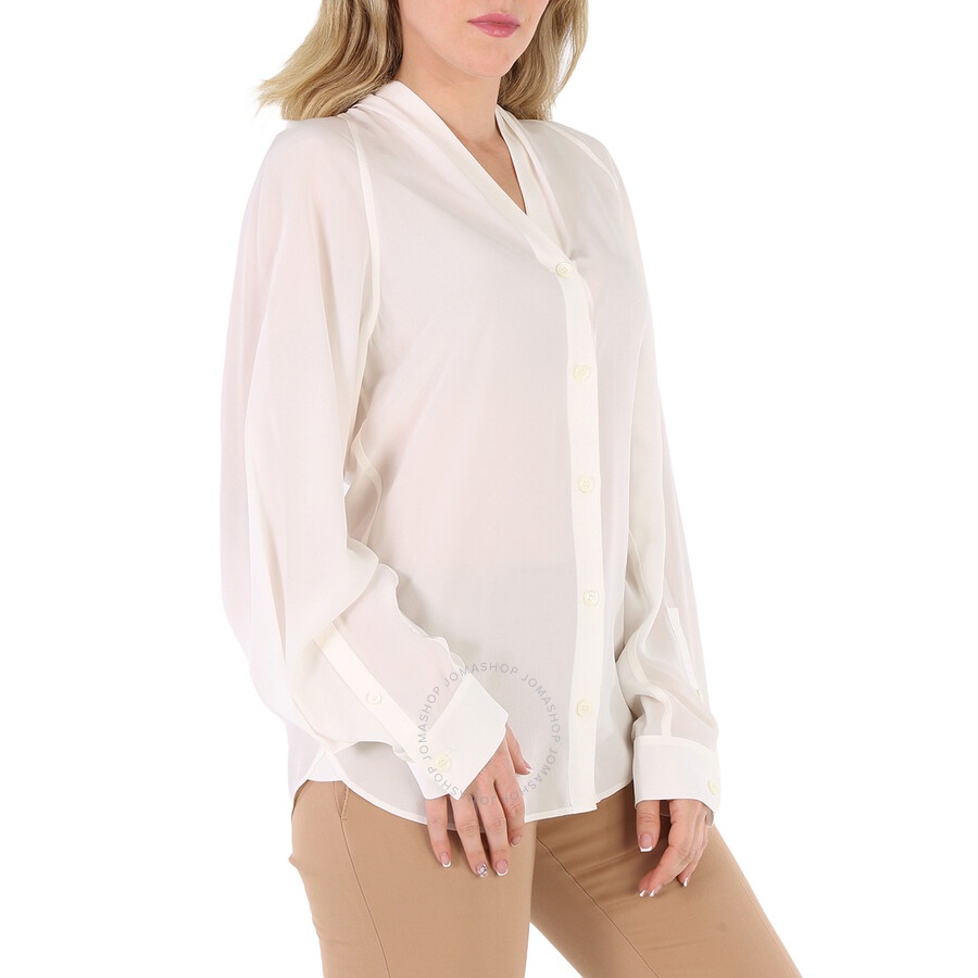 Burberry Ladies Natural White Fion Long-Sleeve Shirt - 4
