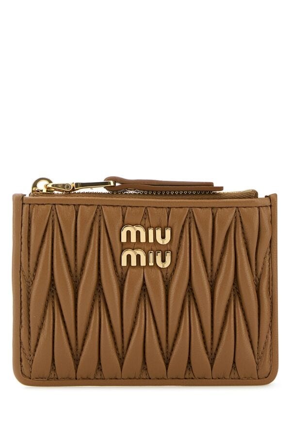 Miu Miu Woman Caramel Nappa Leather Card Holder - 1