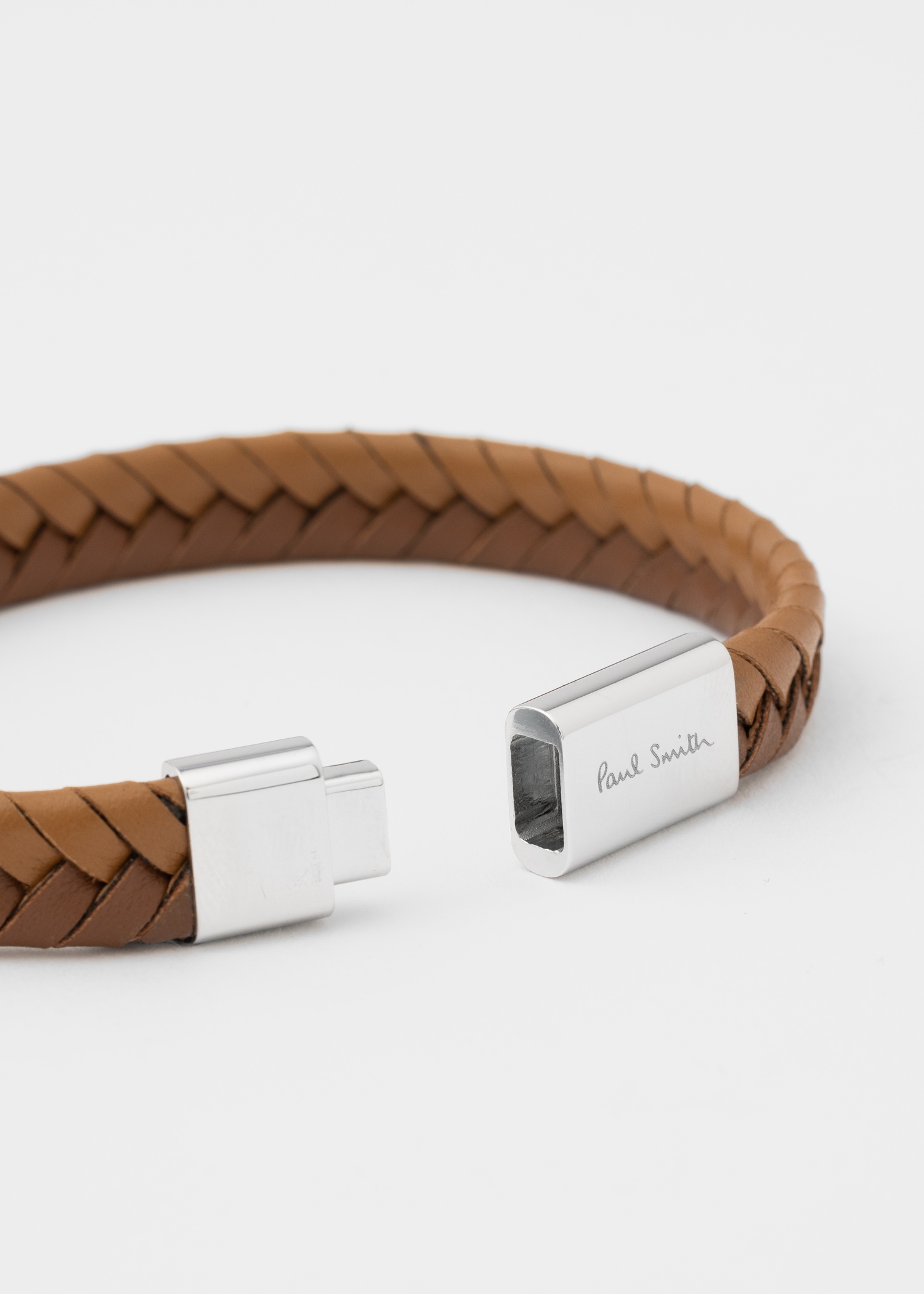 Tan Two-Tone Braided Leather Bracelet - 2