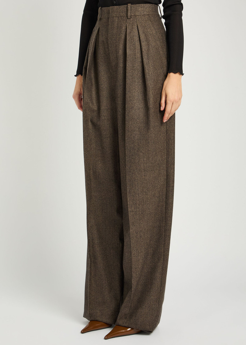 SAINT LAURENT Saint Laurent Subtle-chevron Straight-leg Wool Trousers outlook