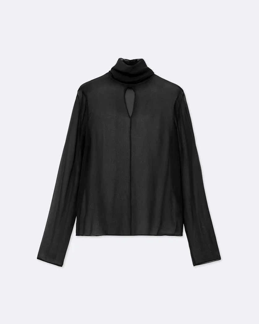 KUMI HIGH-NECK SILK TOP - 1