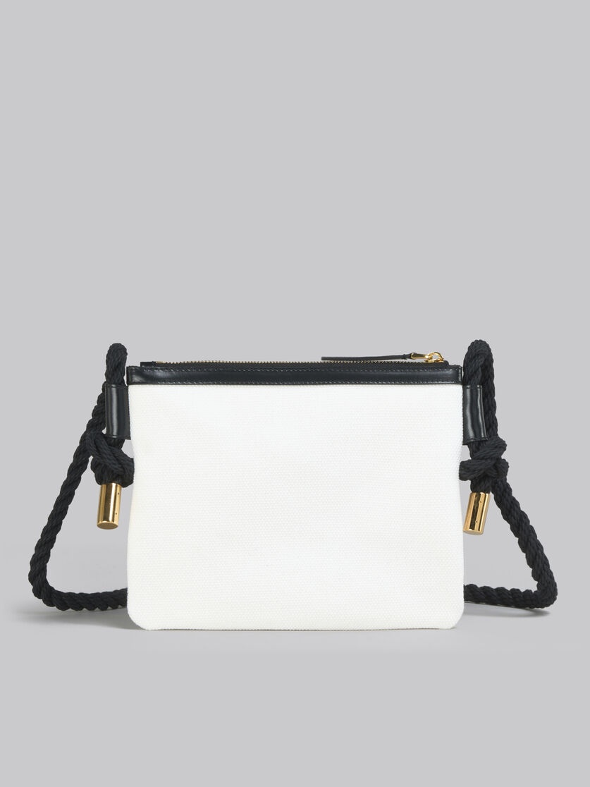 Marni WHITE AND BLACK CANVAS MARCEL POUCH | REVERSIBLE