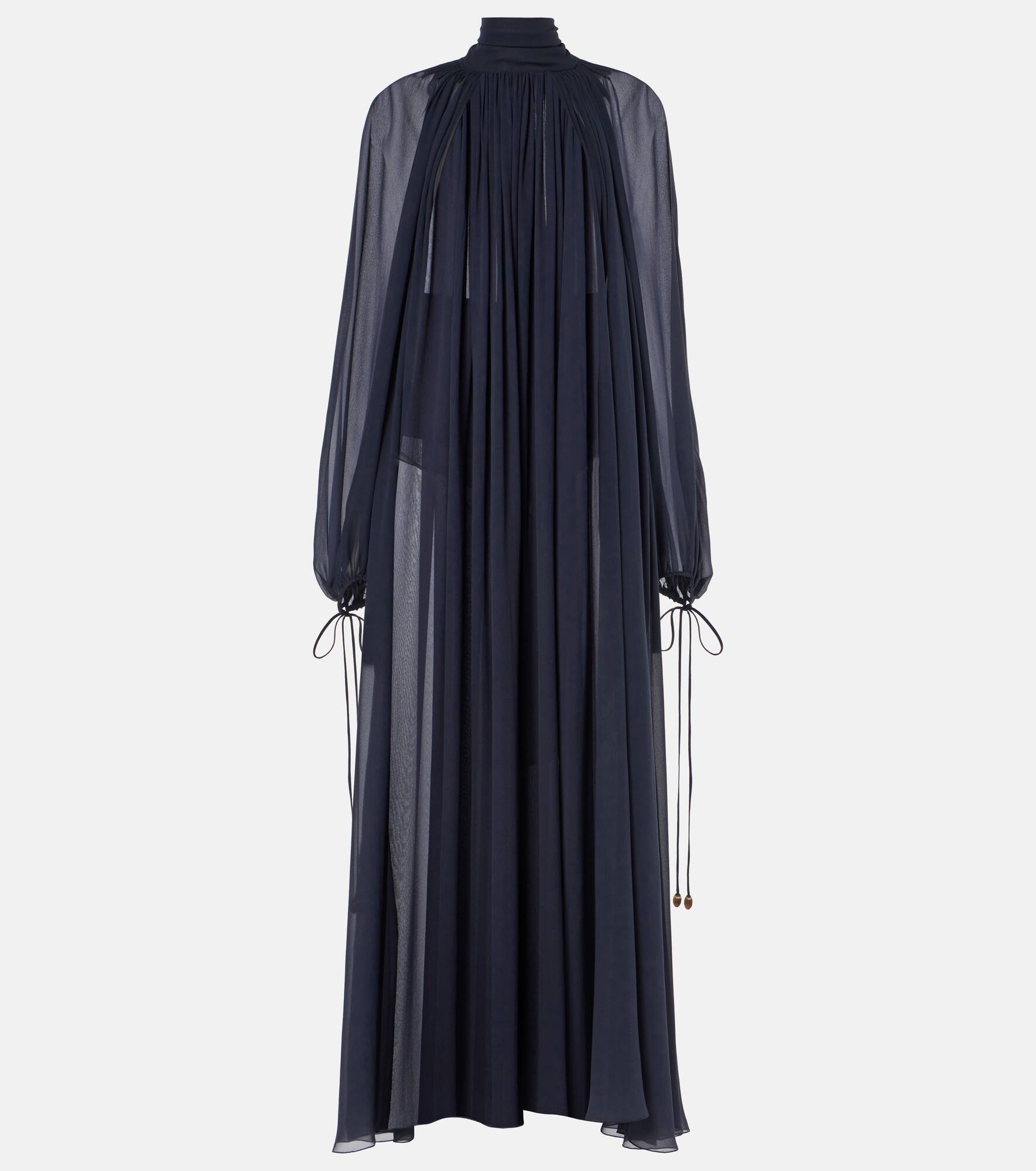 Gathered silk georgette maxi dress - 1