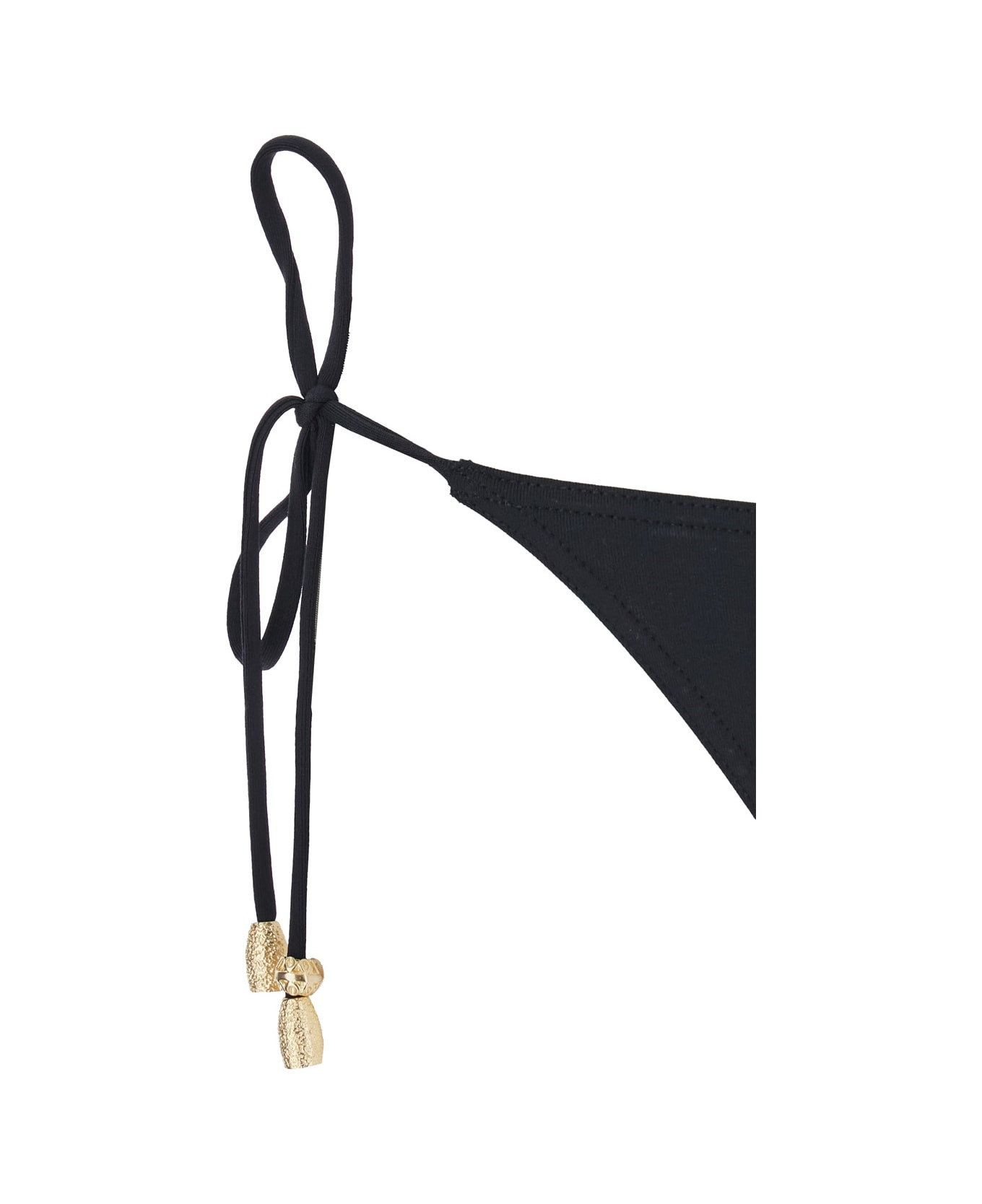 'exquise' Black Bikini Bottoms With Beaded Embellishments And Adjustable Tie Closure In Tech Fabric  - 3