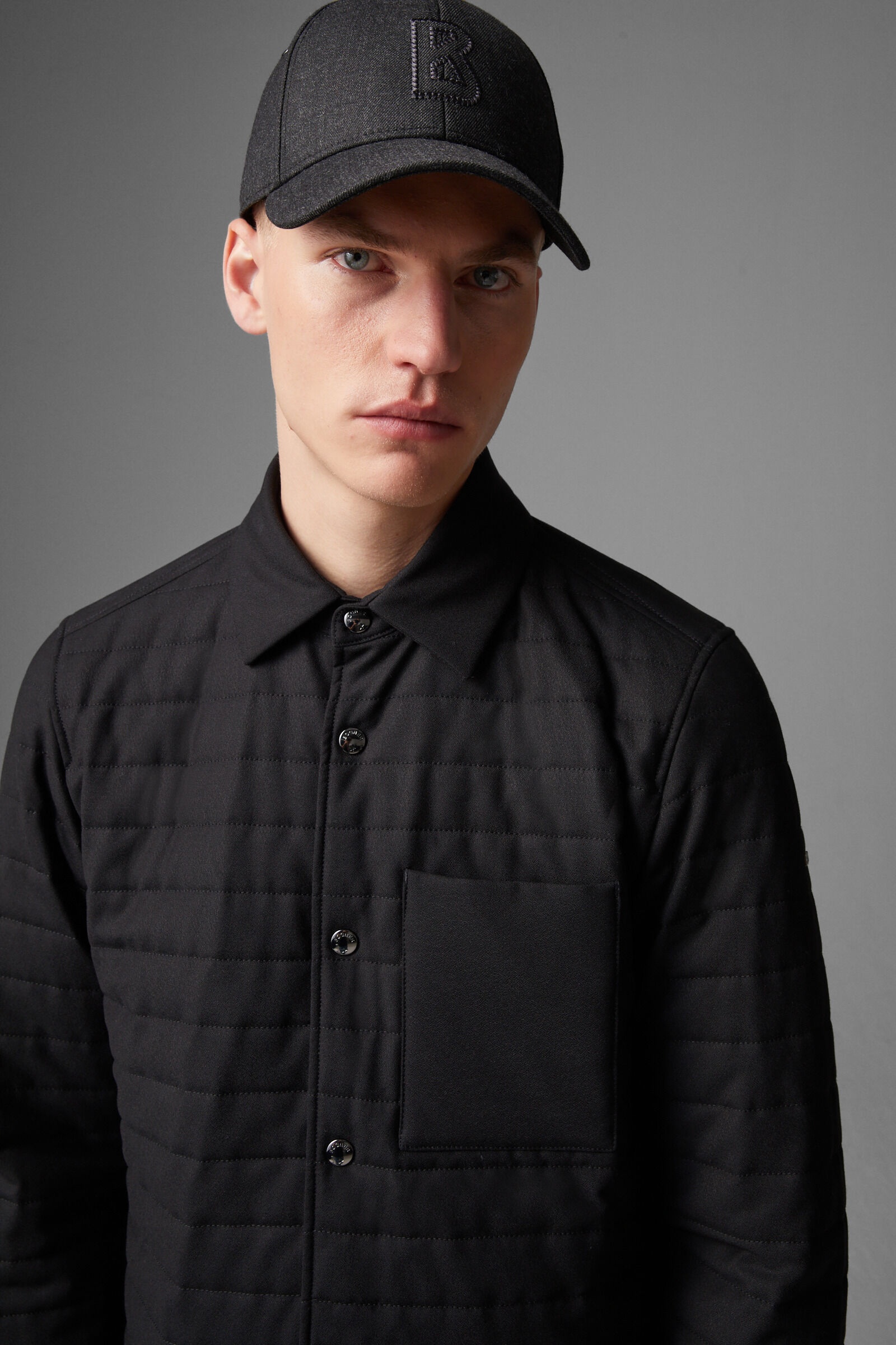 Olli quilted overshirt in Black - 5