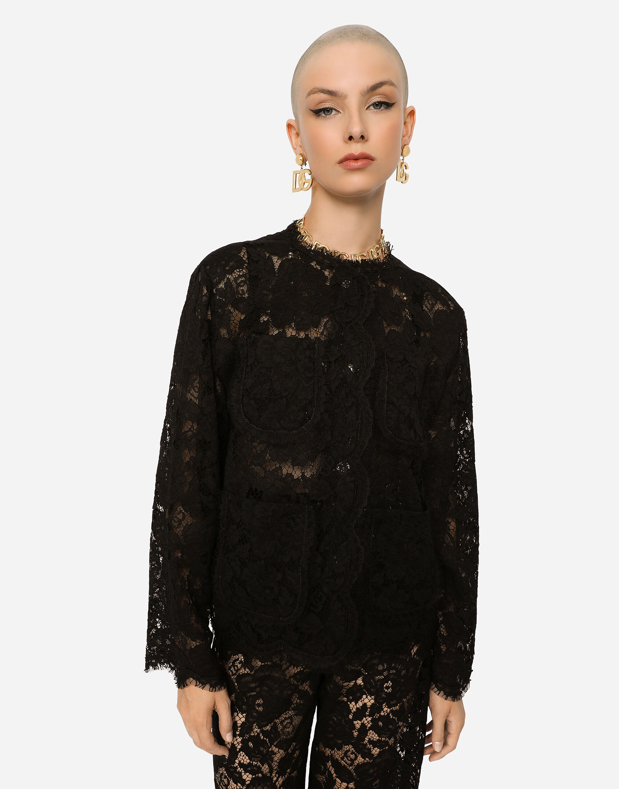 Single-breasted lace jacket - 3