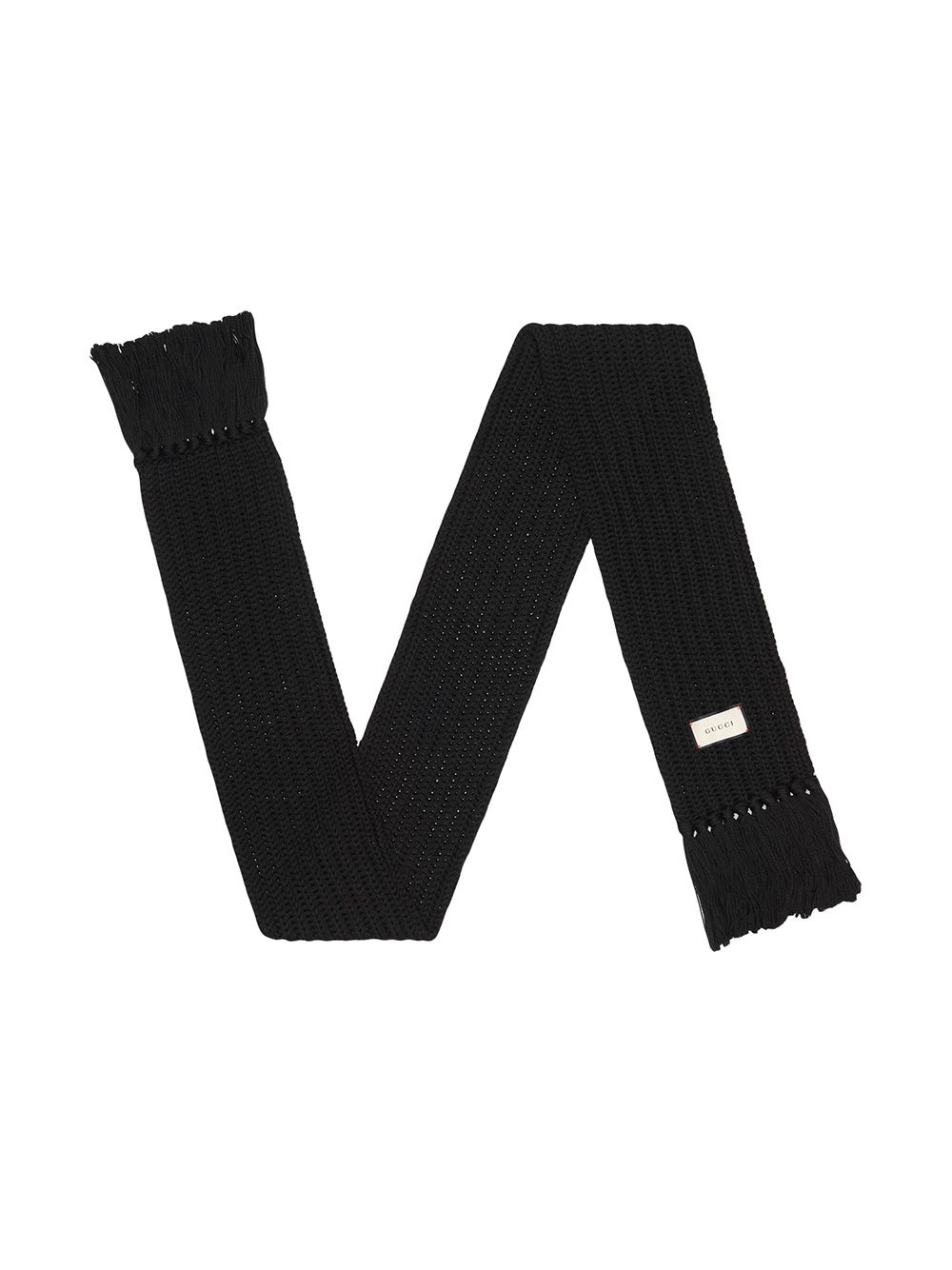 logo patch knitted wool scarf - 3