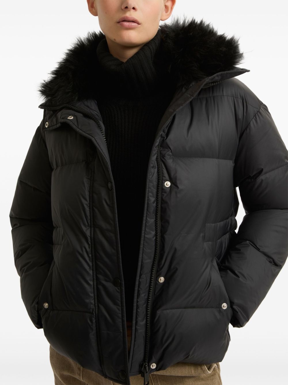 lambswool-trim puffer jacket - 4