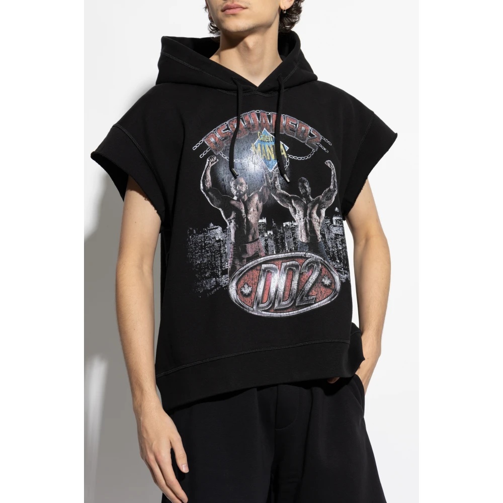 【送料&関税込】Dsquared2 Sleeveless Sweatshirt Adriana Fit Sleeveless Hoodie Sweatshirt