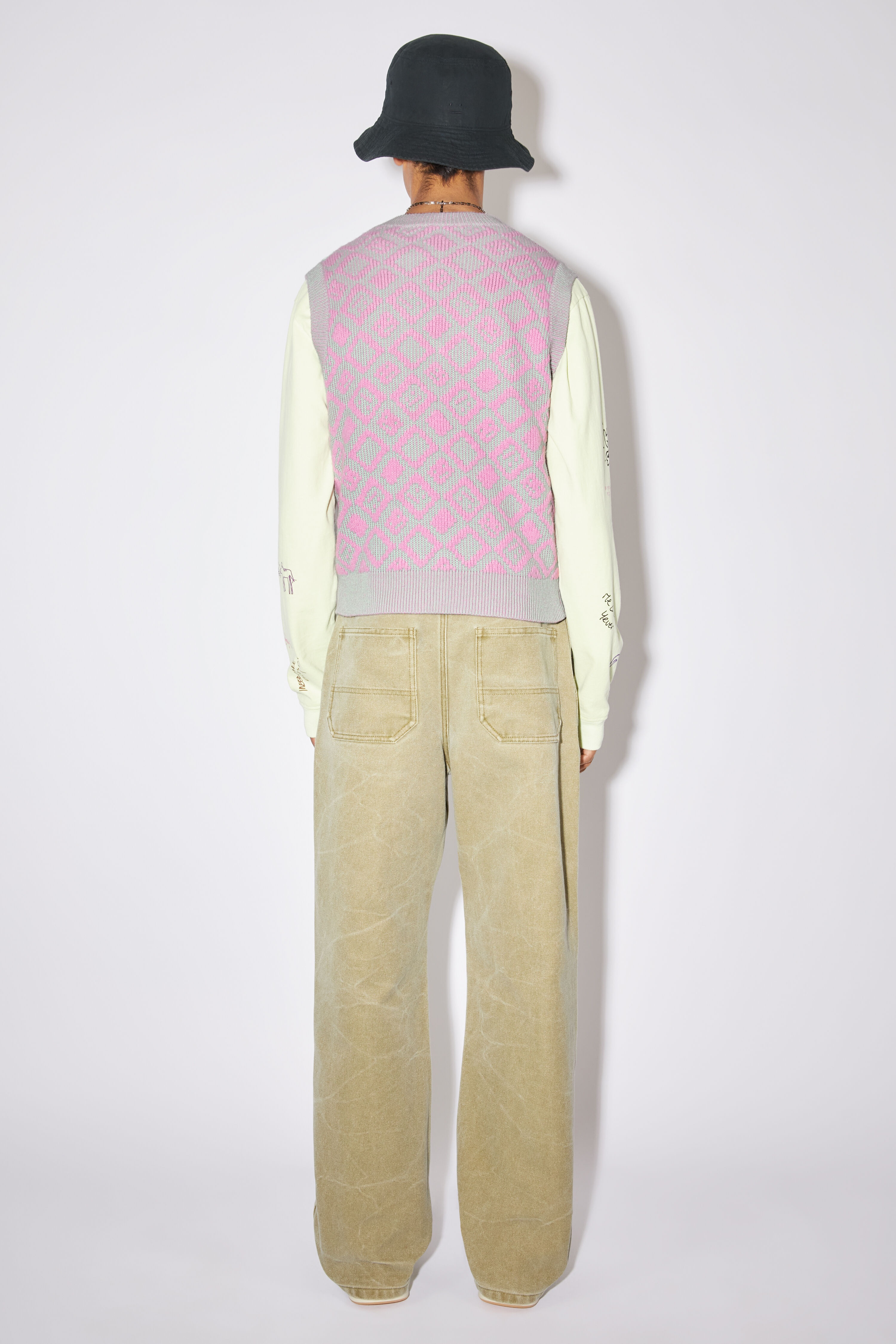 Face tiles vest - Bubble pink/spring green - 3