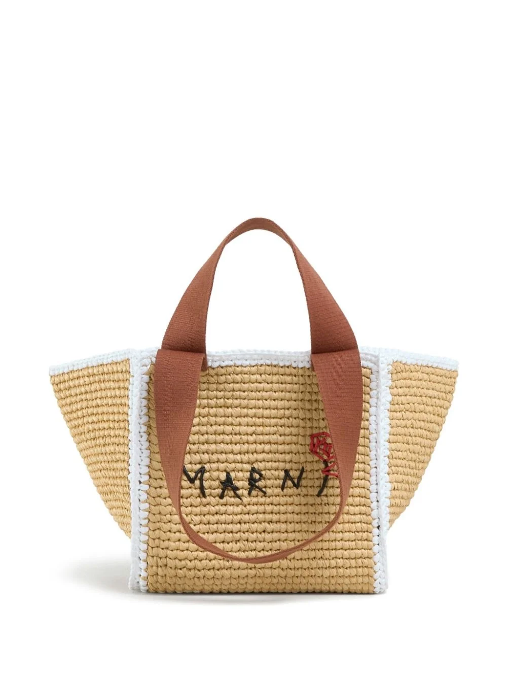 logo-embroidered woven tote bag - 1