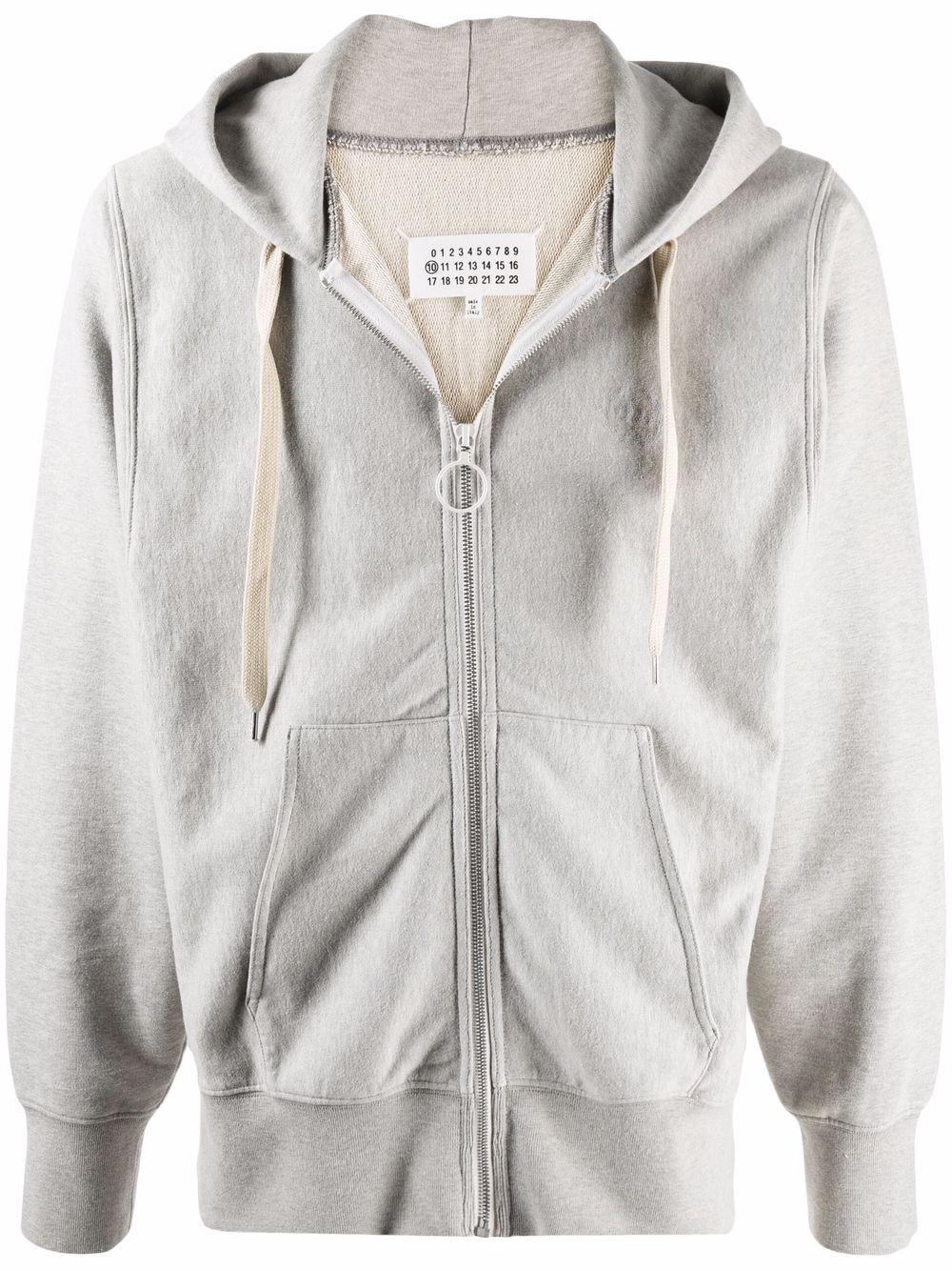 zip-fastening drawstring hoodie - 1