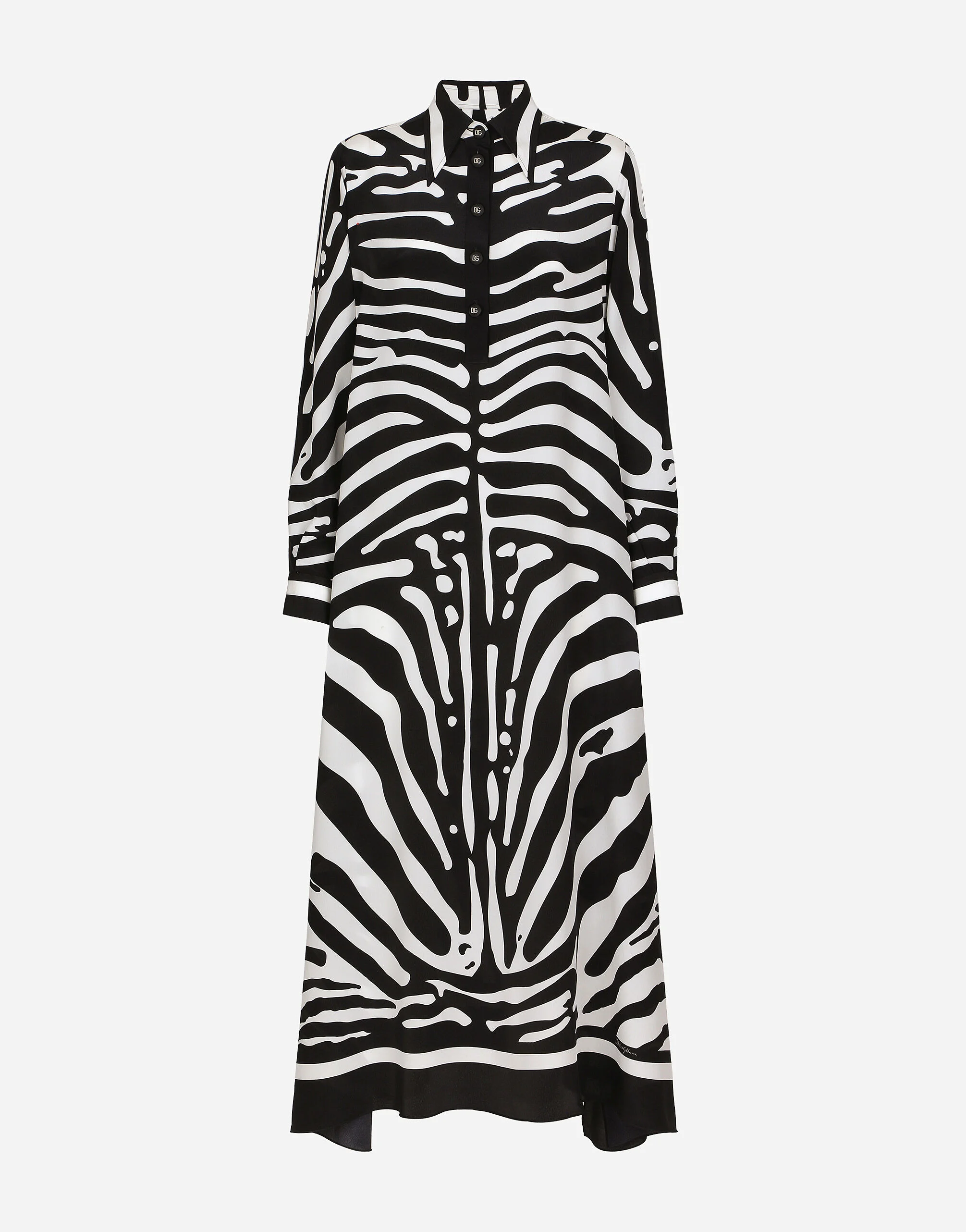 Zebra-print crepe de chine caftan - 1