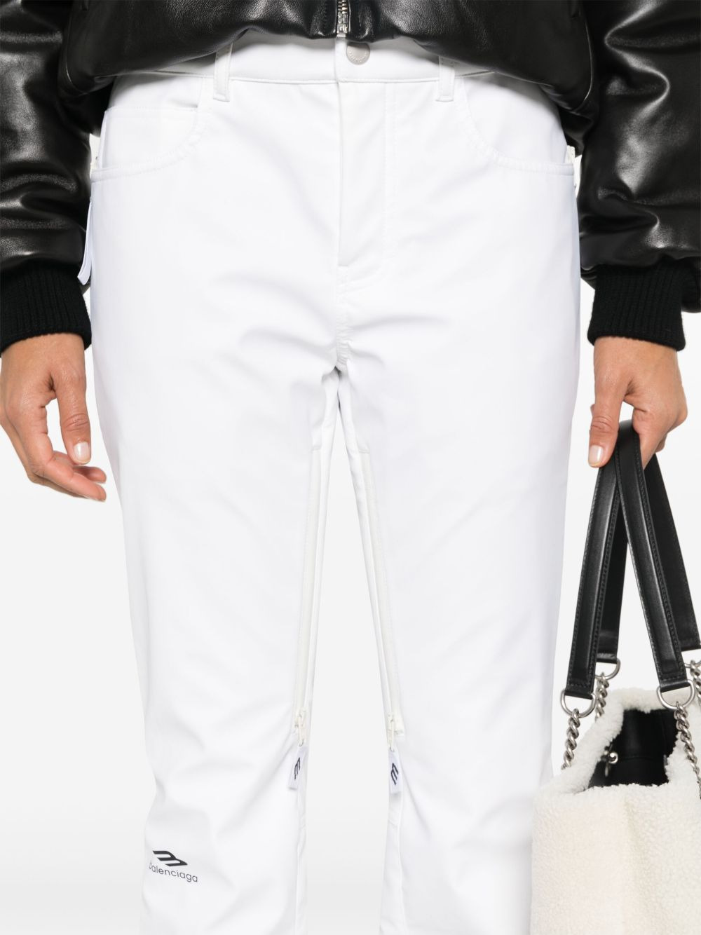 logo-print press-stud flared trousers - 5