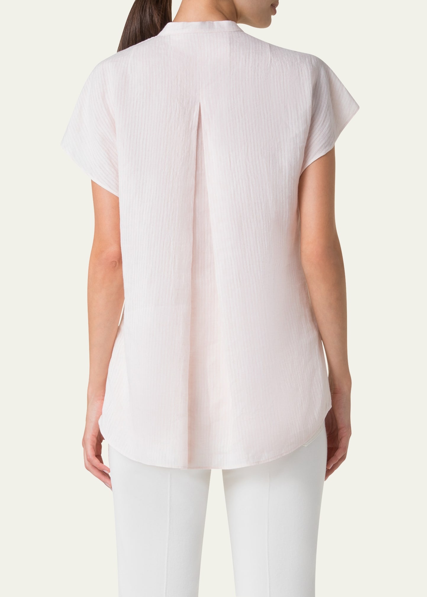 Linen Voile Button-Front Blouse - 3